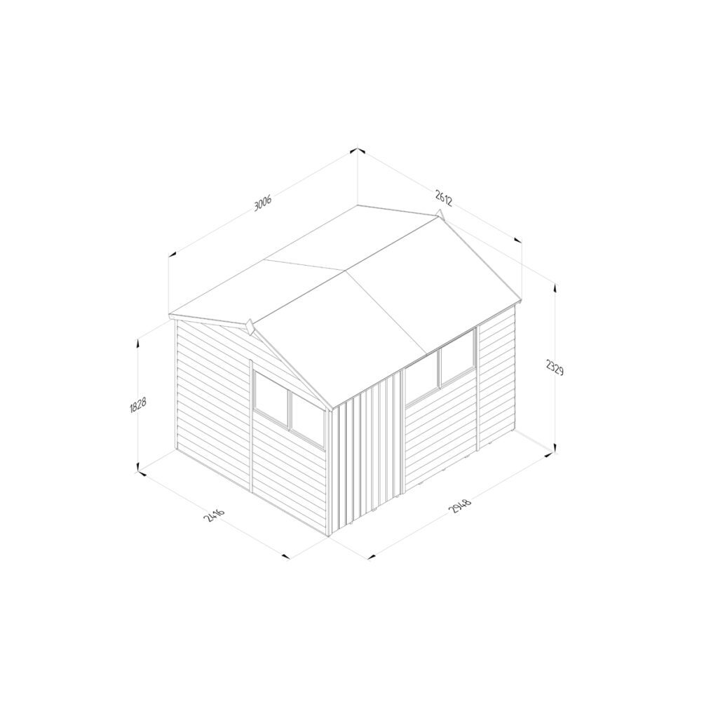 4LIFE Reverse Apex Shed 10×8 – Double Door – 4 Windows with Installation 5013053201329 2